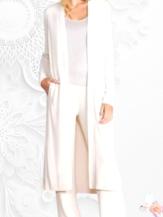 Barefoot Dreams Sweaters - Barefoot Dreams Pearl White Long Cardigan XL